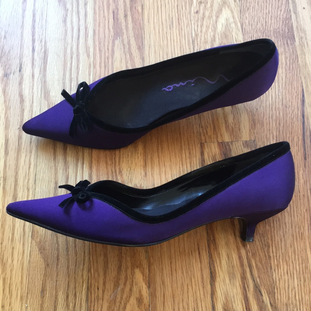 Nina Purple Satin Kitten Heels